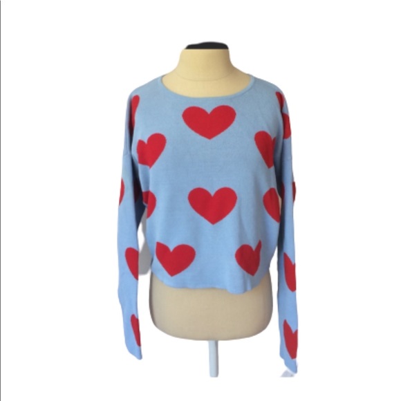 English Factory Sweaters - English Factory | Queen Of Hearts Cropped Sweater